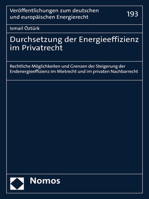 cover image of Durchsetzung der Energieeffizienz im Privatrecht